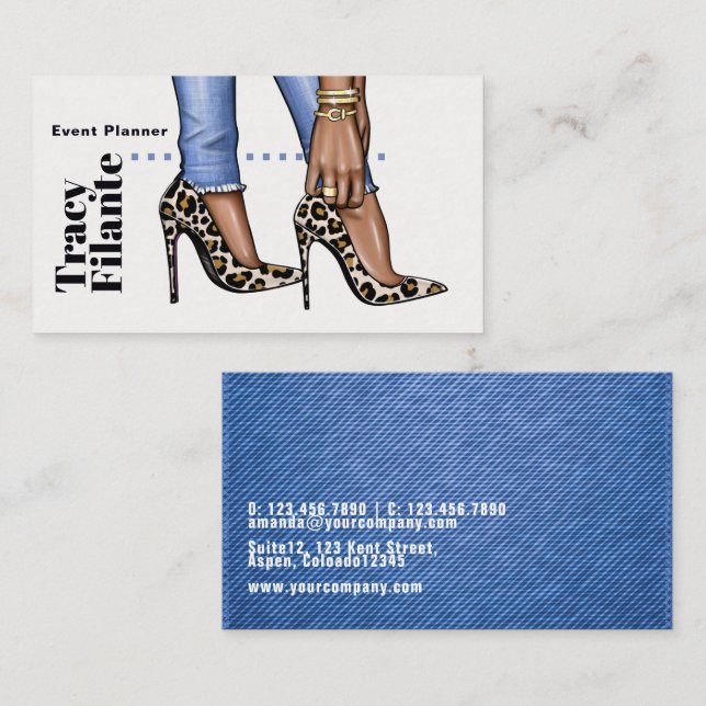 Tarjeta de visita Glam Moda Zebra Fashion (Anverso / Reverso)