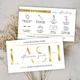 Tarjeta De Visita Glam Modern Gold Lash Extensions Aftercare Guide