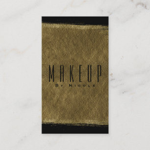 Tarjeta De Visita Glam Negro y Oro Moderno Brillo Foil Chic