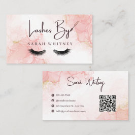 Tarjeta De Visita Glam Pink Marble Lash Artist