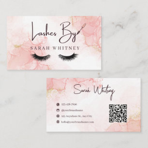 Tarjeta De Visita Glam Pink Marble Lash Artist