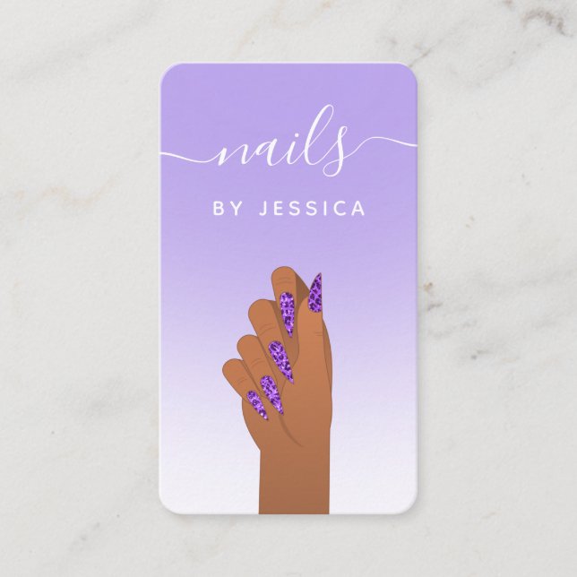 Tarjeta De Visita Glam Purpurina Cheetah Imprimir código QR de artis (Anverso)