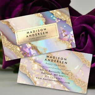 Tarjeta De Visita Glam, Purpurina de oro de Agate Moderno