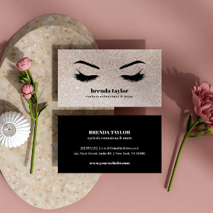 Tarjeta De Visita Glam Purpurina Makeup Artista Eyelash profesional