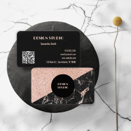 Tarjeta De Visita Glam, Purpurina rosa y negro