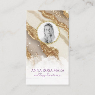 Tarjeta De Visita *~* Glam QR Agate Purpurina marfileña FOTO AP66