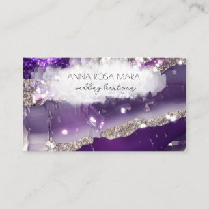 Tarjeta De Visita *~* Glam QR Agate Purpurina Plata Púrpura AP66 Lux