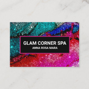 Tarjeta De Visita *~* Glam Rainbow QR Purpurina Glitz Lujo Belleza