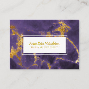 Tarjeta De Visita *~* Glam Relieve metalizado dorado Moda Marble púr