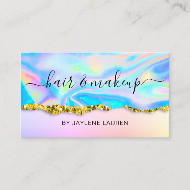 Tarjeta De Visita Glam Resumen Faux Holographic (Anverso)