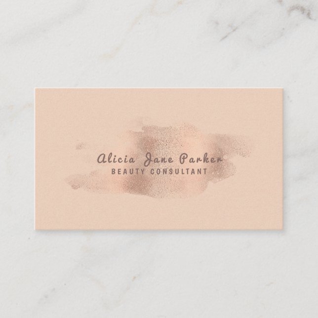 Tarjeta De Visita Glam Rosa Gold Copper Relieve metalizado | Beautic (Anverso)