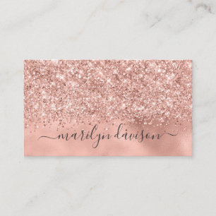 Tarjeta De Visita Glam Rosa Gold Purpurina Diseño de Relieve metaliz