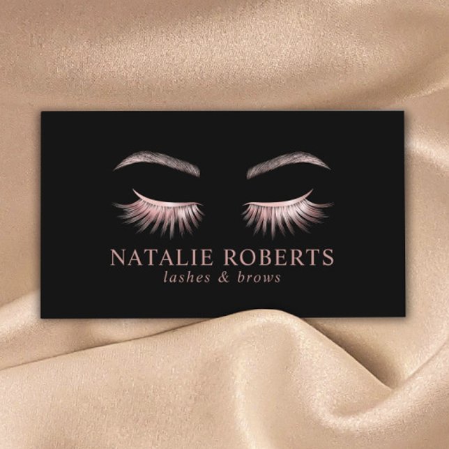 Tarjeta De Visita Glam Rosa Oro Extensiones Eyelash Salón de Belleza (Subido por el creador)