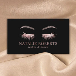 Tarjeta De Visita Glam Rosa Oro Extensiones Eyelash Salón de Belleza