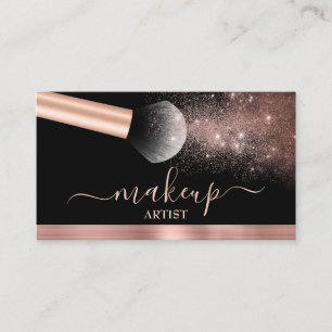 Tarjeta De Visita Glam Rosa Purpurina de oro Salon de artista de maq