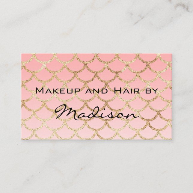 Tarjeta De Visita Glam Rubor Pink Gold Mermaid Purpurina Artista de  (Anverso)