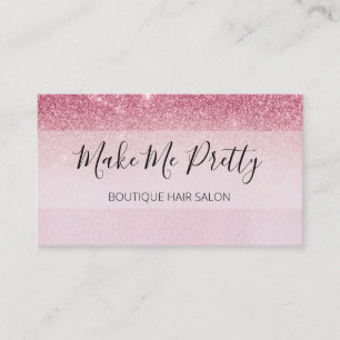 Tarjeta De Visita Glam Rubor Purpurina Rosa Ombre Salón Rosa Girona