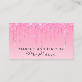 Tarjeta De Visita Glam Rubor Purpurina Rosa Rosa Rosa Rosada Perfora