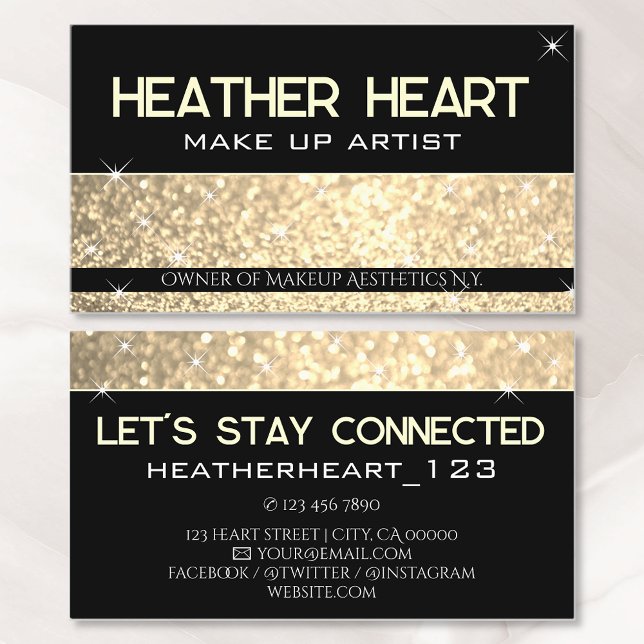 Tarjeta De Visita Glam Sparkle Glamour, Purpurina dorado de lujo neg (Subido por el creador)