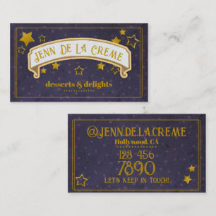 Tarjeta De Visita Glam Starry Nights Blue Dots Vintage