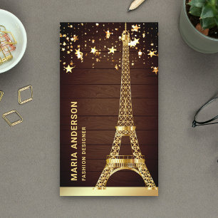 Tarjeta De Visita Glam Stars Confetti Relieve metalizado dorado Pari