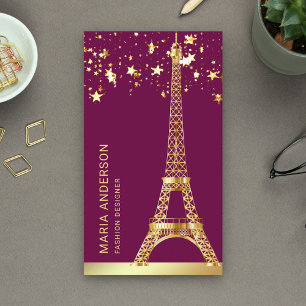 Tarjeta De Visita Glam Stars Confetti Relieve metalizado dorado Pari