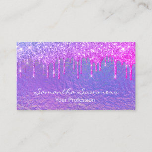 Tarjeta De Visita Glam Unicornio Holográfico Irisado Púrpura