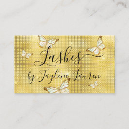 Tarjeta De Visita Glam Yellow Gold de moda mariposa lujosa azotes