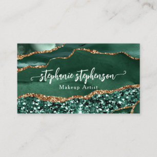 Tarjeta De Visita Glamor Verde Brillante Agata Estilista de Moda Mod