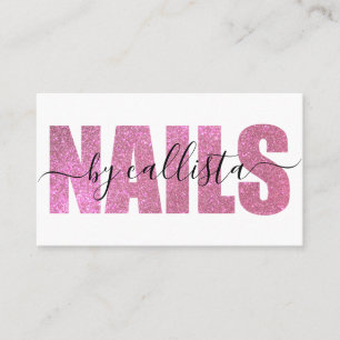 Tarjeta De Visita Glamorosa Moda Purpurina rosa Tipografía Artista d