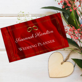 Tarjeta De Visita Glamorosa planificadora de bodas de seda roja y an