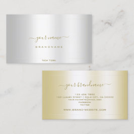 Tarjeta De Visita Glamorosa plata clara y dorada brillantes decorati
