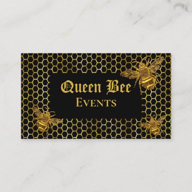 Tarjeta De Visita Glamorosa producción de eventos Queen Queen Gold B (Anverso)