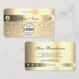 Tarjeta De Visita Glamorosas estrellas del Purpurina dorado con logo