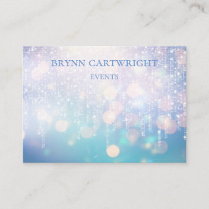 Tarjeta De Visita Glamoroso Bokeh Twinkle ilumina morado y azul