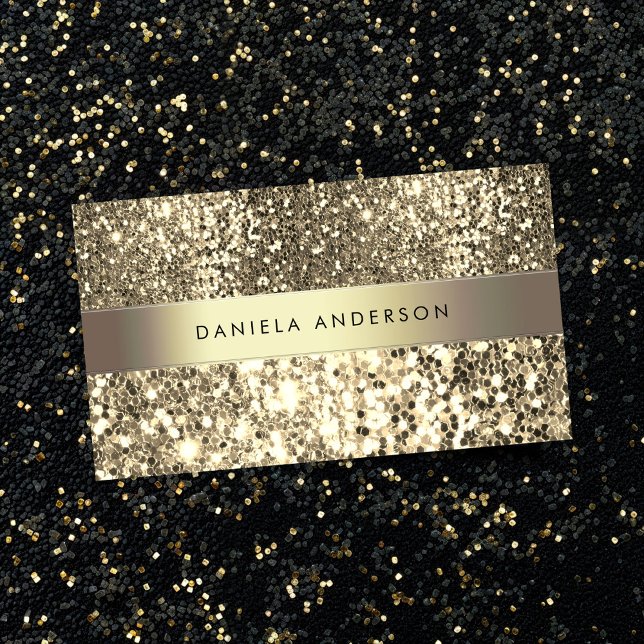 Tarjeta De Visita Glamoroso Champagne Gold Purpurina Luxury (Subido por el creador)