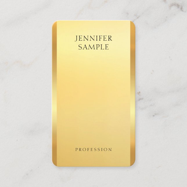 Tarjeta De Visita Glamoroso Faux Gold Moderno Profesional Elegante (Anverso)