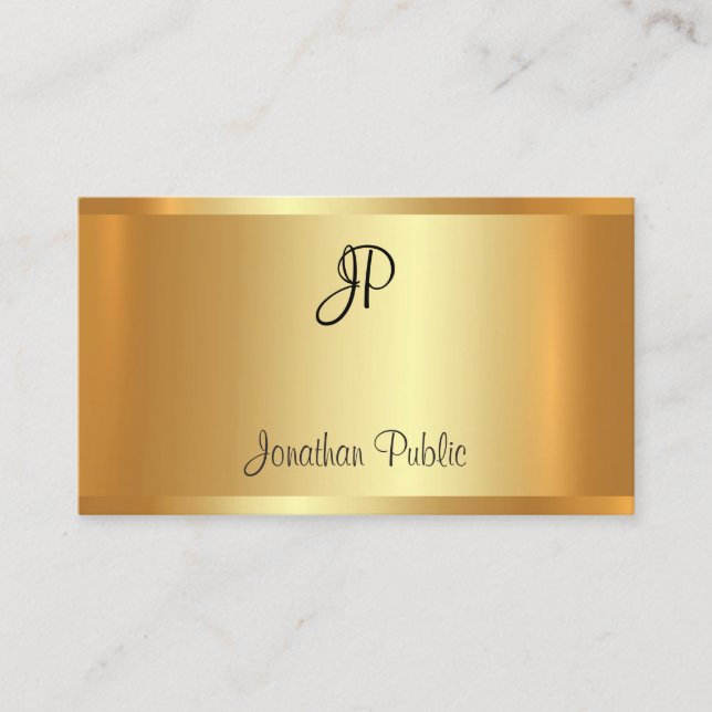 Tarjeta De Visita Glamoroso Faux Gold Profesional Elegante Moderno (Anverso)