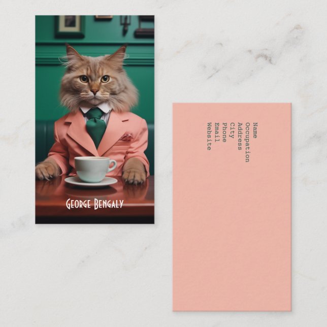 Tarjeta De Visita Glamoroso gato bengalí (Anverso / Reverso)