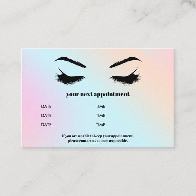 Tarjeta De Visita Glamoroso Holográfico Browbar Eyelash Luxury (Anverso)