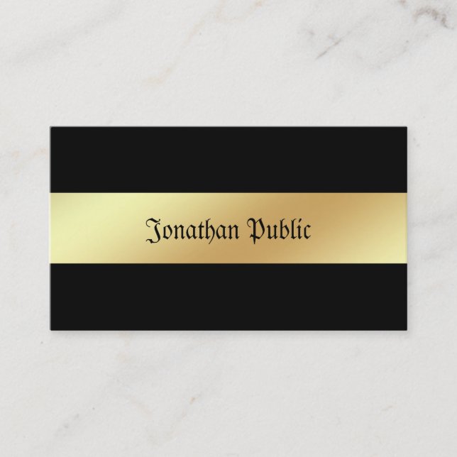 Tarjeta De Visita Glamoroso Negro Y Elegante Profesional Oro (Anverso)