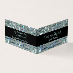 Tarjeta De Visita Glamoroso parkly Purpurinoso Glitzy Silver