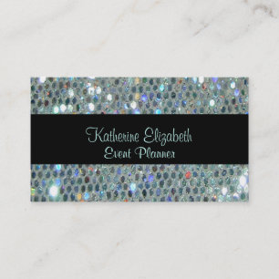 Tarjeta De Visita Glamoroso parkly Purpurinoso Glitzy Silver