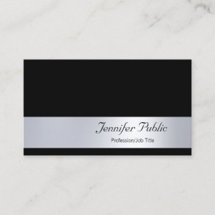 Tarjeta De Visita Glamoroso Profesional Elegante Script Plata Plata