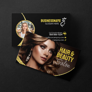 Tarjeta De Visita Glamoroso Purpurina de oro pelo estilista Salón de