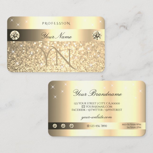 Tarjeta De Visita Glamoroso Purpurina dorado esparce estrellas inici (Anverso / Reverso)