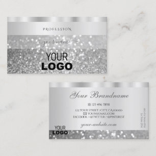 Tarjeta De Visita Glamoroso Purpurina plateado parkling Añadir logot