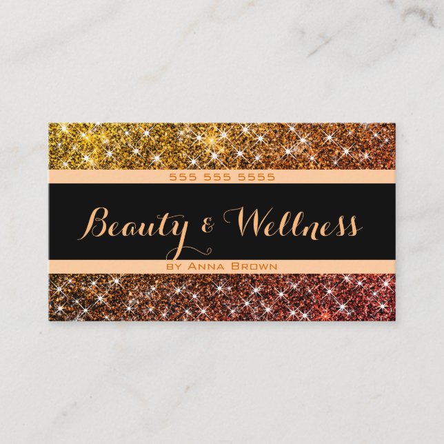 Tarjeta De Visita Glamoroso Purpurina Sparkle Moda Belleza Wellness (Anverso)