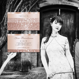 Tarjeta De Visita Glamoroso Rosa Gold Sparkling Purpurina Lujoso