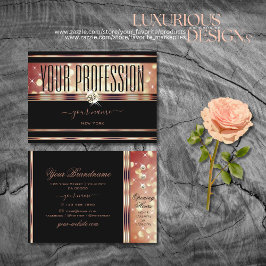 Tarjeta De Visita Glamoroso Rosa negro oro Purpurina espuma diamante